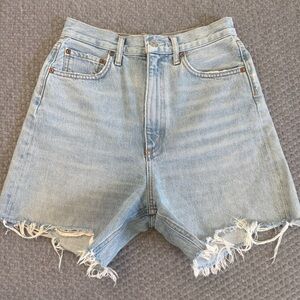 AGOLDE Size 26 Light Wash High Rise Raw Hem Denim Shorts Jorts Jeans Jean 90s